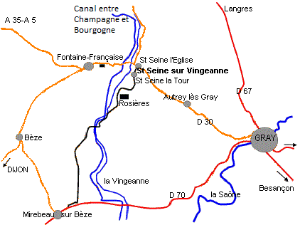 Carte des environs